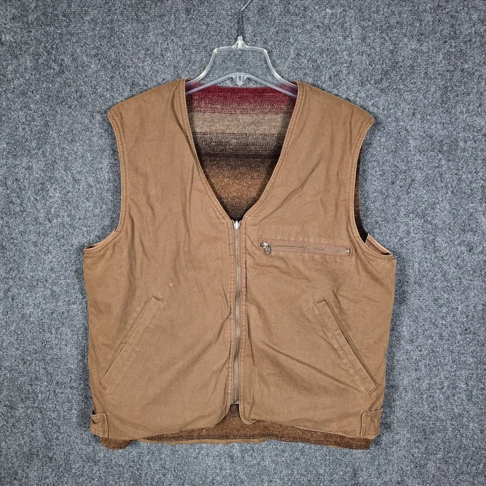 Vintage Eddie Bauer Vest Mens Medium Wool Canvas Reversible Southwestern USA